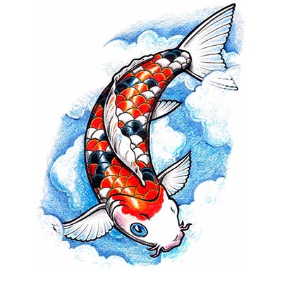 Koi fish clouds Design Water Transfer Temporary Tattoo(fake Tattoo) Stickers NO.11326